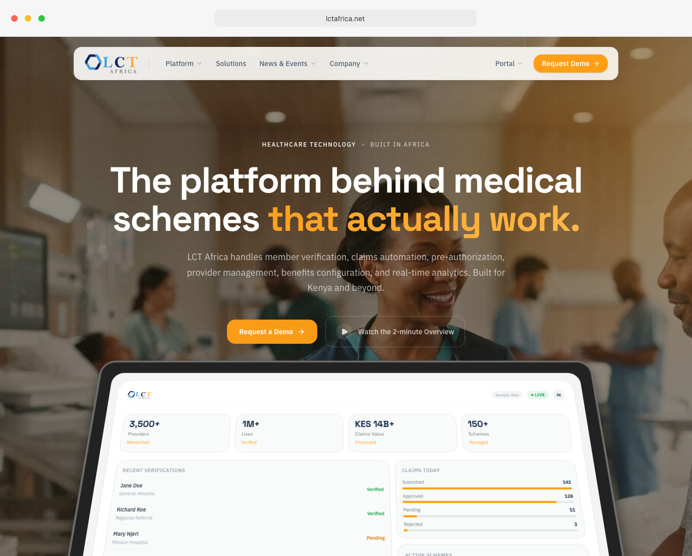 The LCT Africa website homepage